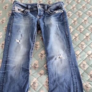 Vigoss Women's Straight Leg Jeans - Distressed Blue